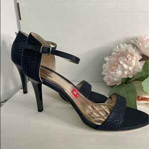 ALFANI DEEP BLUE SANDAL STRAPPY HEELS WITH GLITZ‎